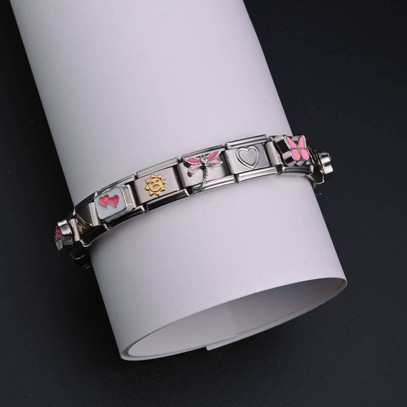 Gracayfr 10 Pcs Italian Charm Bracelet, Diy Italian Charms, Classic 2000S Cute Modular Link Starter Charm Bracelet Jewelry Halloween Christmas Day Gifts For Women Girl With Tool - Image 3